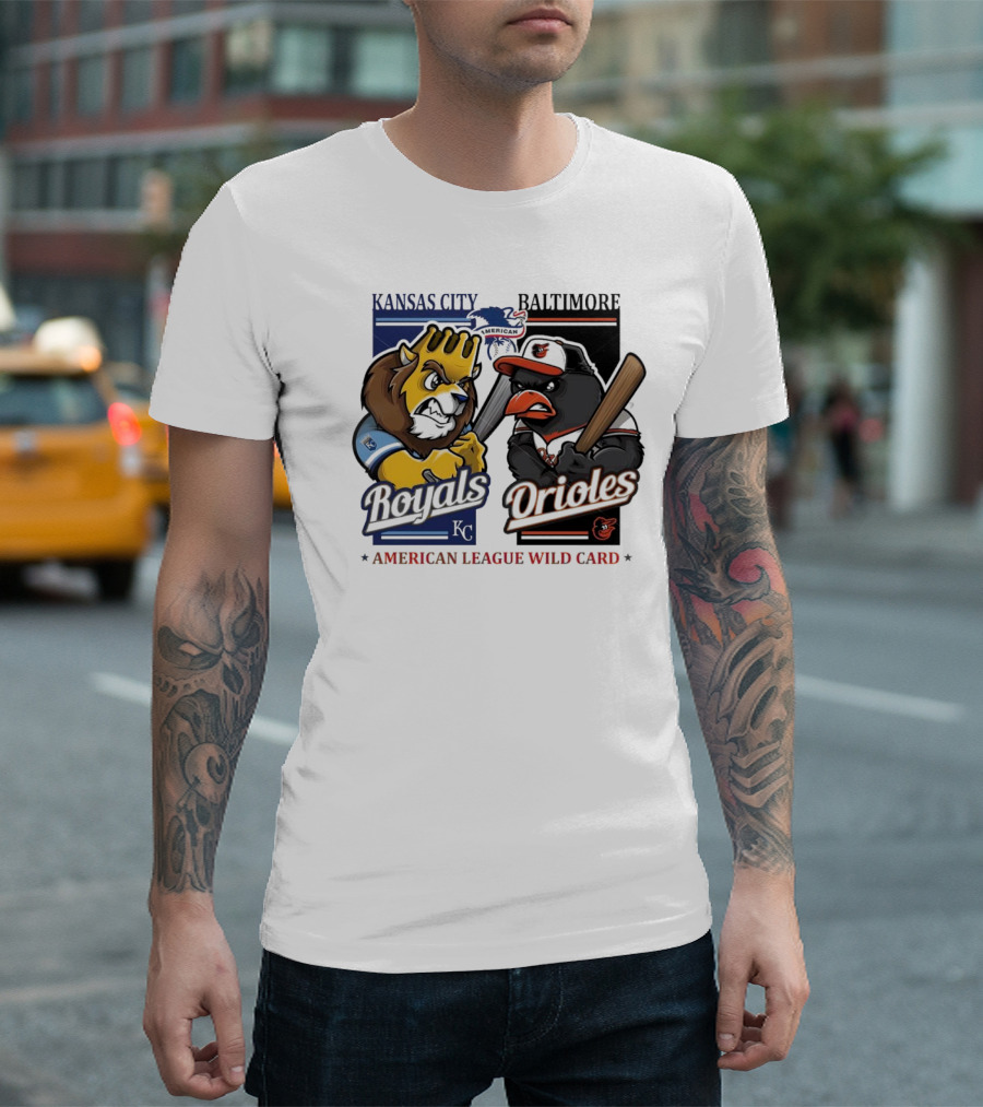 Kansas City Royals Vs Baltimore Orioles MLB American League Wild Card Mascots T-Shirt