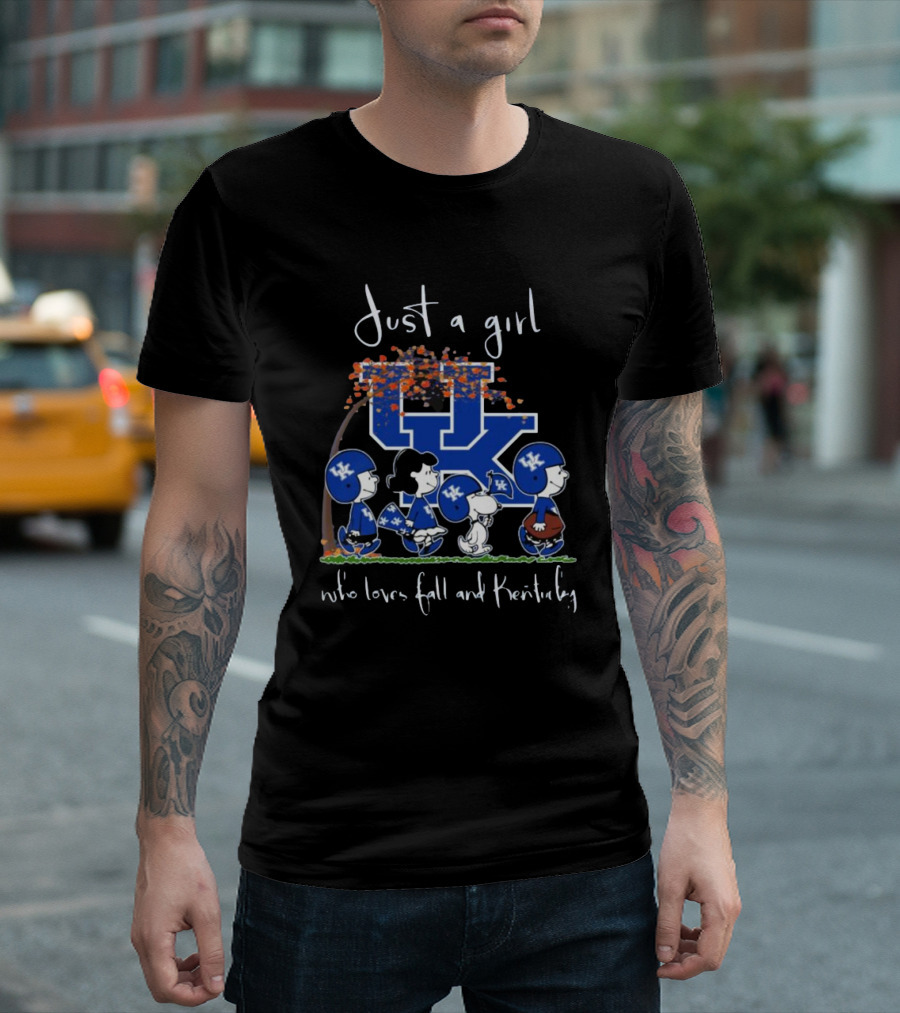Just A Girl Who Loves Fall And Kentucky Wildcats Peanuts Characters T-Shirt