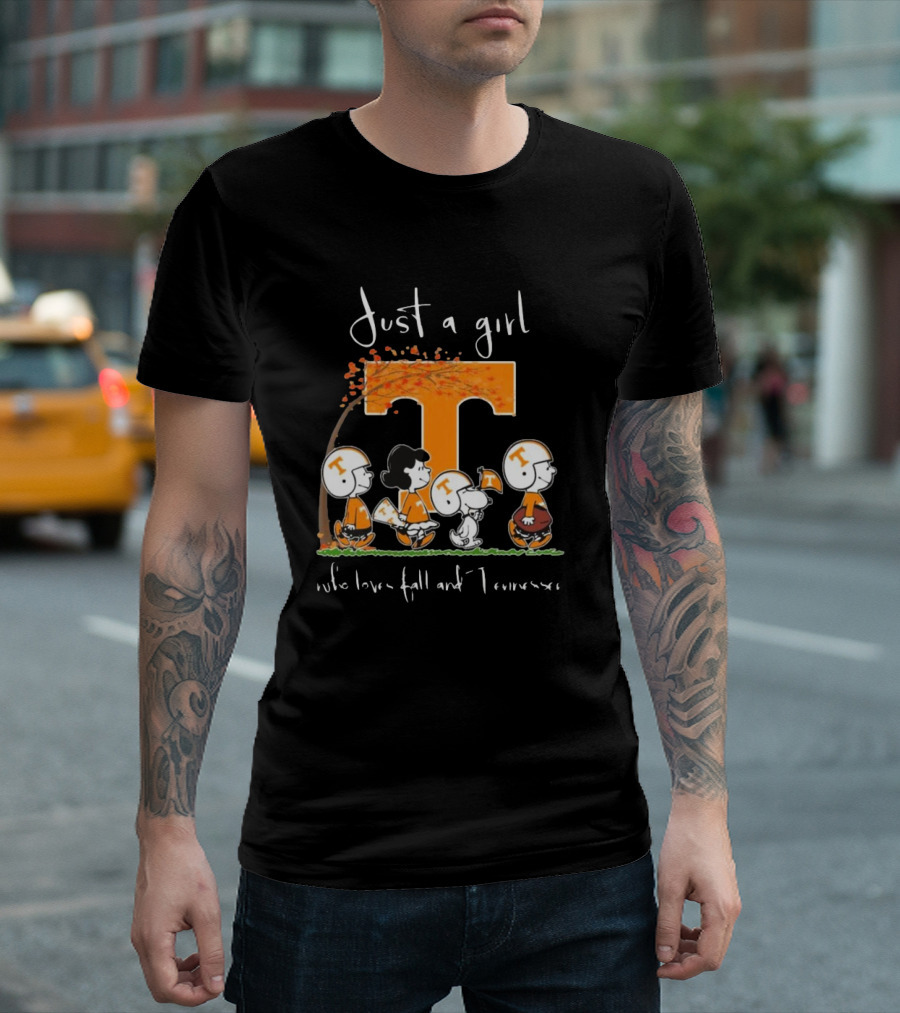Peanuts Characters Just A Girl Who Loves Fall And Tennessee Vols T-Shirt