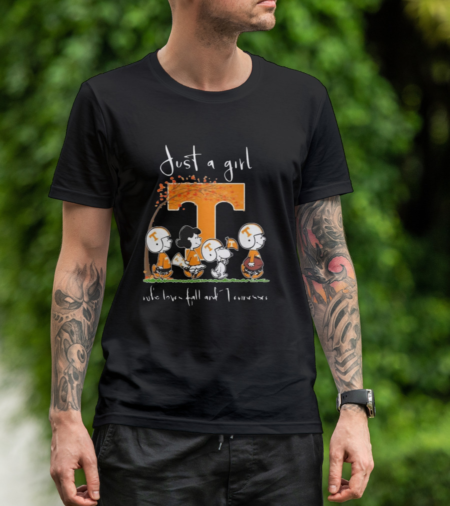 Peanuts Characters Just A Girl Who Loves Fall And Tennessee Vols T-Shirt