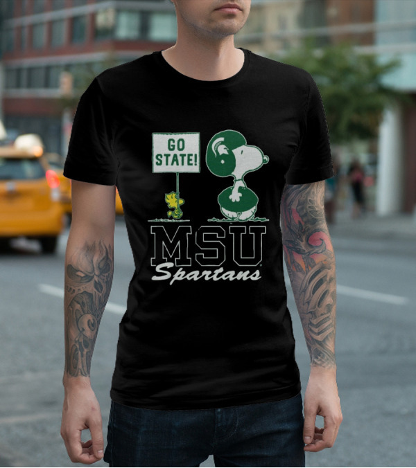 Peanuts Snoopy Woodstock MSU Spartans Go State T-Shirt