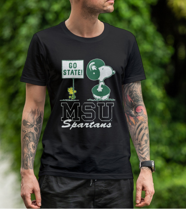 Peanuts Snoopy Woodstock MSU Spartans Go State T-Shirt