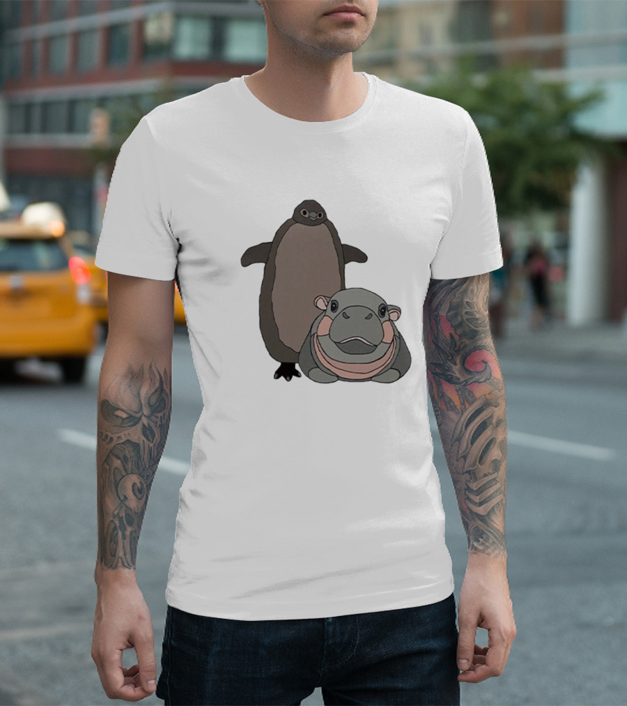 Pesto The Penguin And Moo Deng The Baby Hippo Friends Adventure T-Shirt