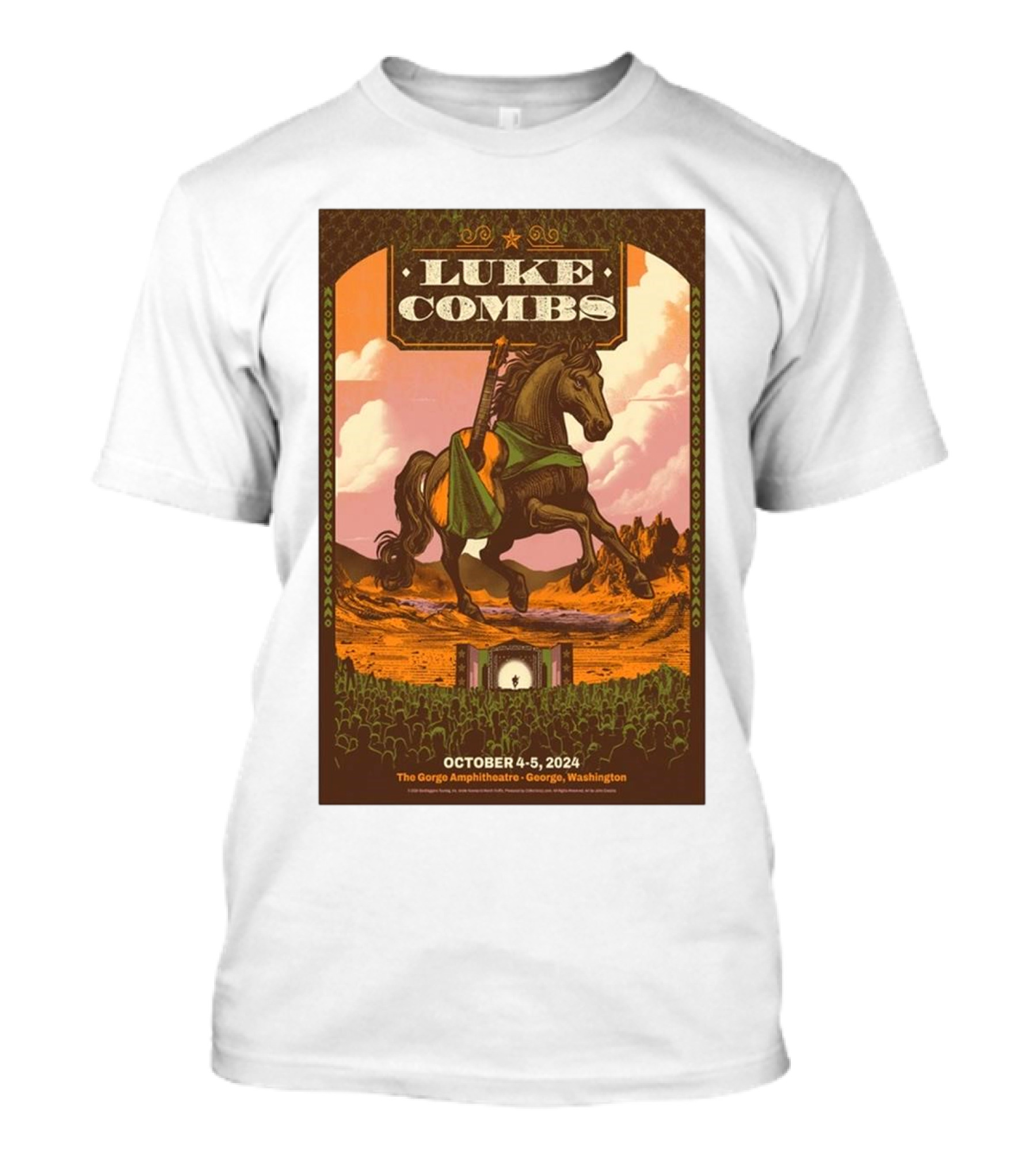 Luke Combs Live Performance At The Gorge Amphitheatre October 4-5, 2024 Quincy WA Wild West T-Shirt