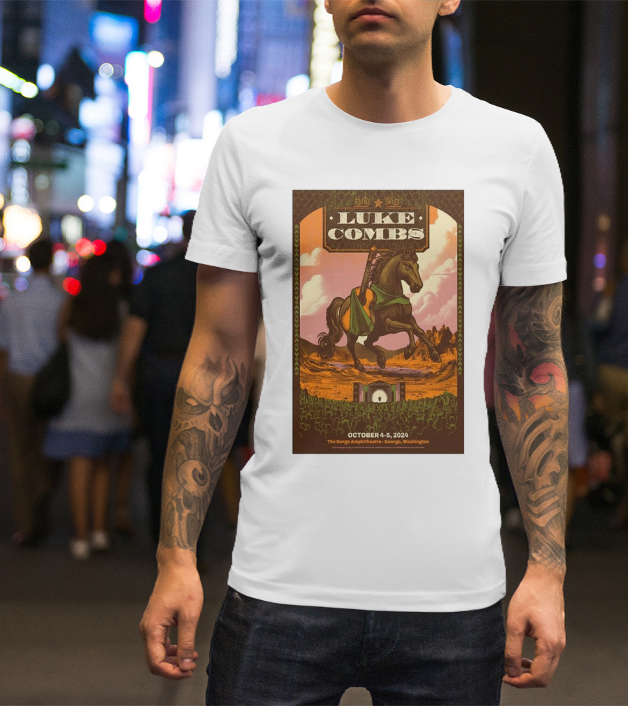 Luke Combs Live Performance At The Gorge Amphitheatre October 4-5, 2024 Quincy WA Wild West T-Shirt