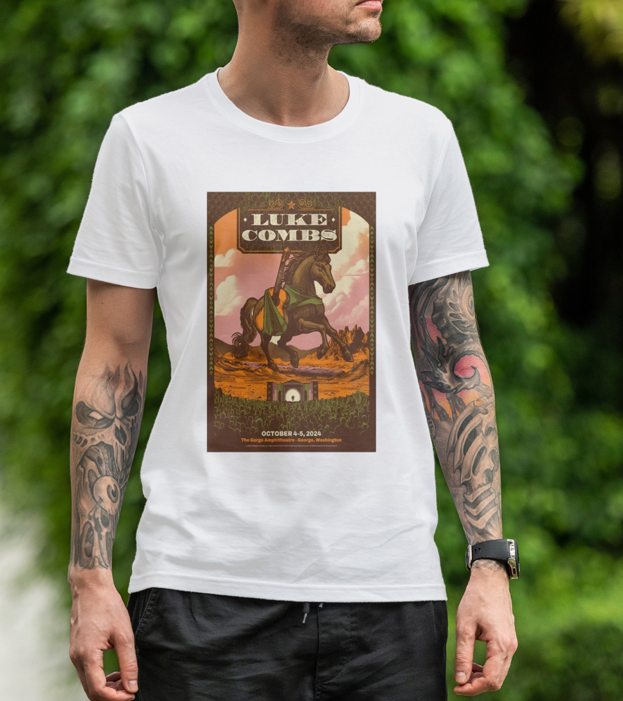 Luke Combs Live Performance At The Gorge Amphitheatre October 4-5, 2024 Quincy WA Wild West T-Shirt