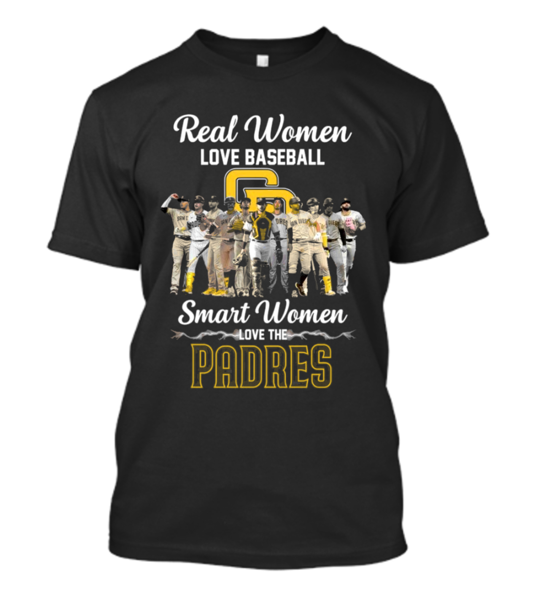 Real Women Love Baseball Smart Women Love The San Diego Padres Players 2024 Team Roster T-Shirt