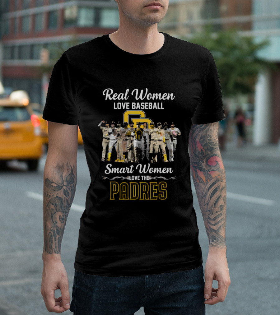 Real Women Love Baseball Smart Women Love The San Diego Padres Players 2024 Team Roster T-Shirt