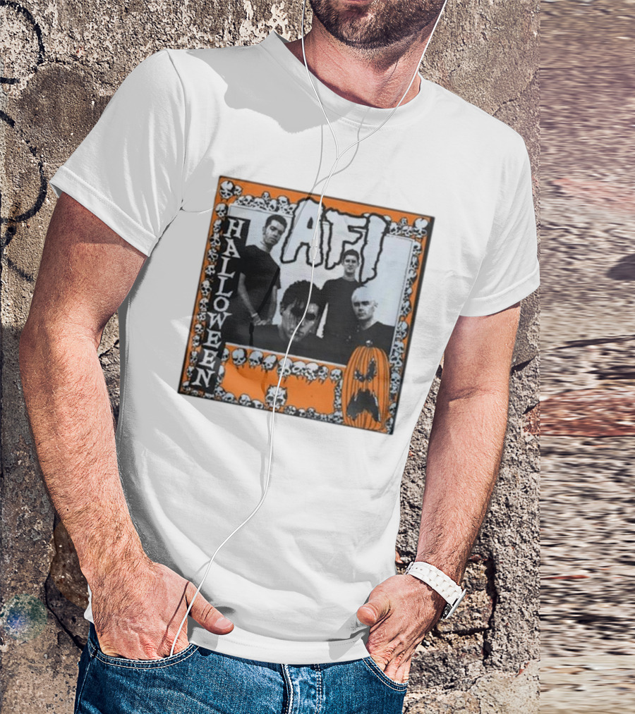 AFI Halloween Skull Border Pumpkin T-Shirt