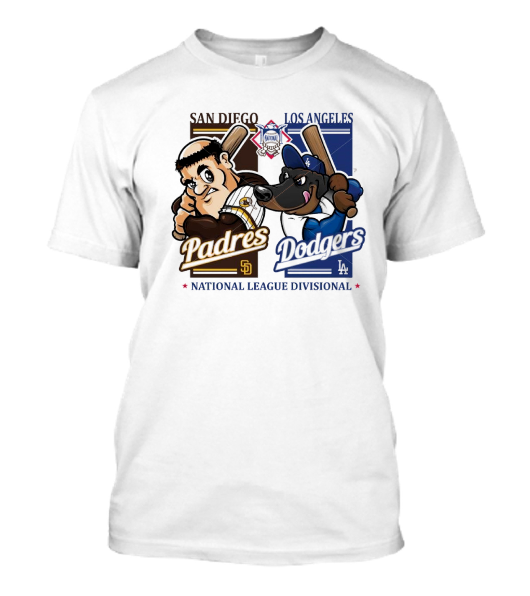 San Diego Padres Los Angeles Dodgers MLB National League Divisional 2024 Mascots Showdown T-Shirt