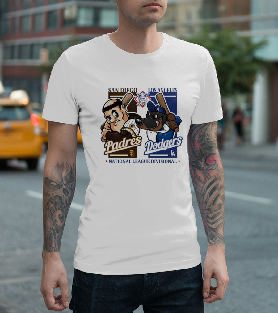 San Diego Padres Los Angeles Dodgers MLB National League Divisional 2024 Mascots Showdown T-Shirt