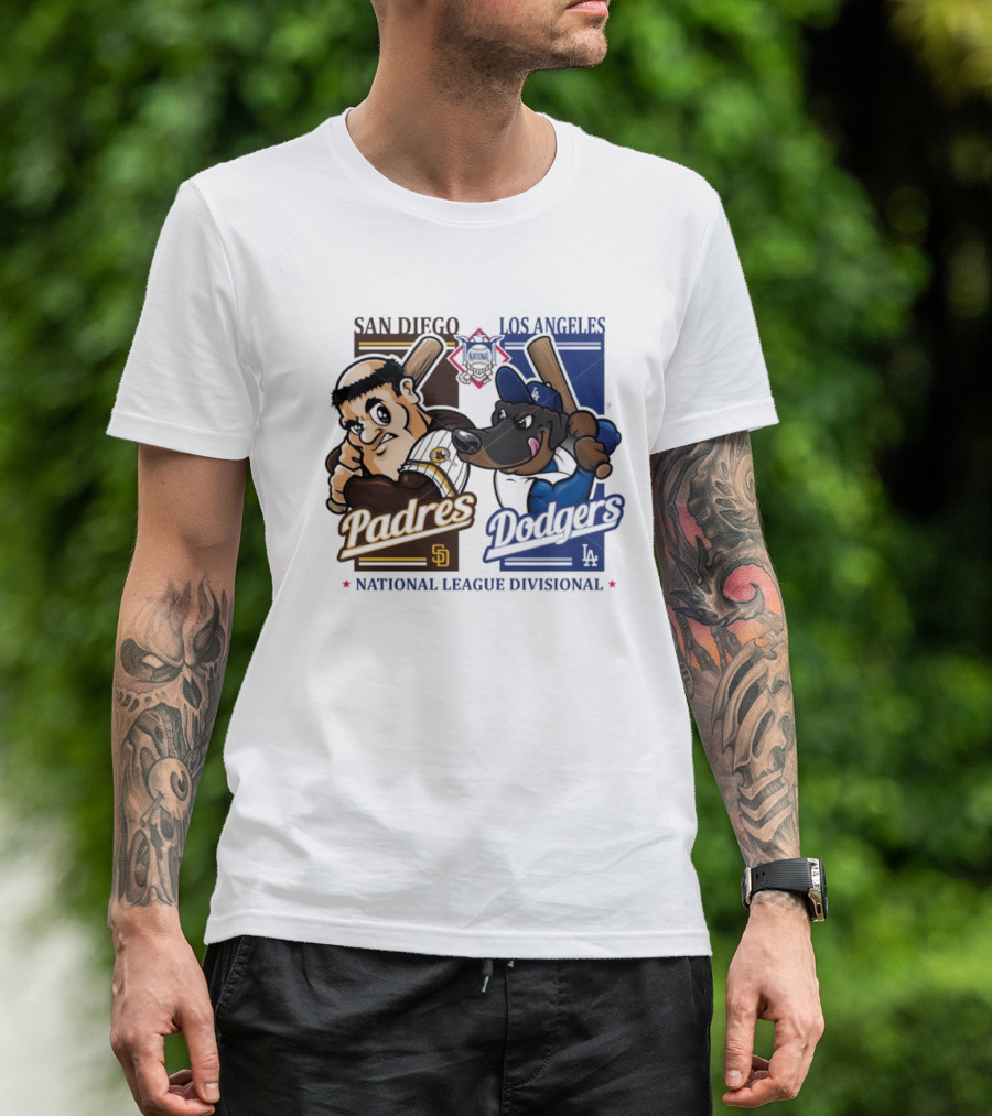 San Diego Padres Los Angeles Dodgers MLB National League Divisional 2024 Mascots Showdown T-Shirt