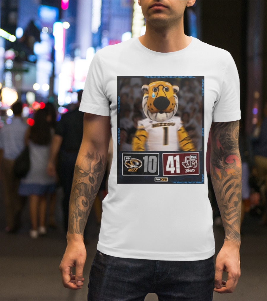 Texas A&M 41-10 Victory Over Missouri Football 2024 With Logos And Mascot T-Shirt