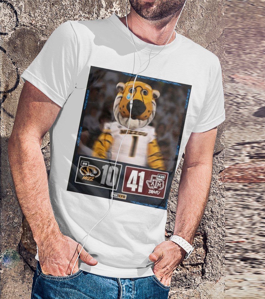 Texas A&M 41-10 Victory Over Missouri Football 2024 With Logos And Mascot T-Shirt