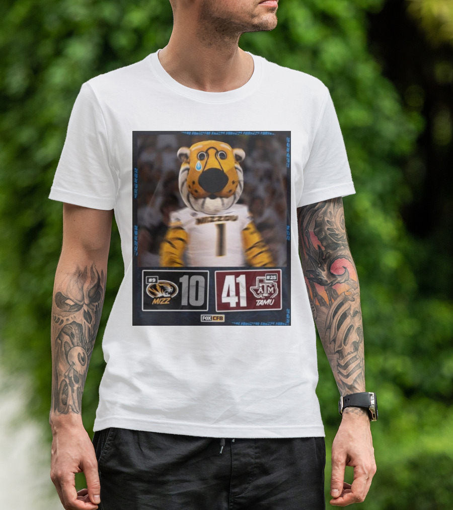 Texas A&M 41-10 Victory Over Missouri Football 2024 With Logos And Mascot T-Shirt