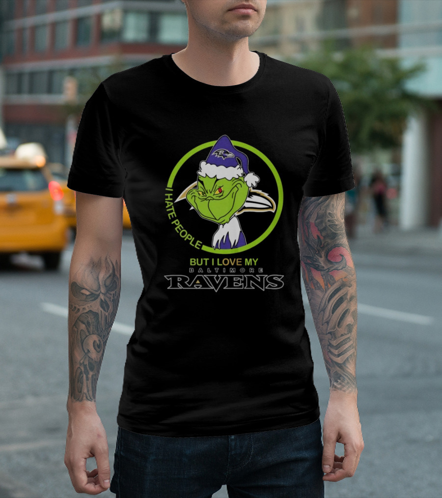 Grinch I Hate People Love My Baltimore Ravens T-Shirt