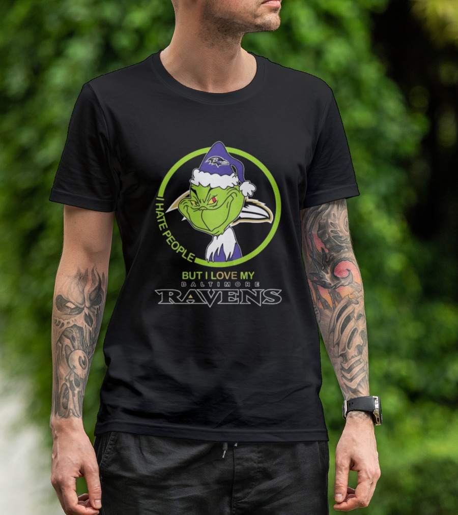 Grinch I Hate People Love My Baltimore Ravens T-Shirt