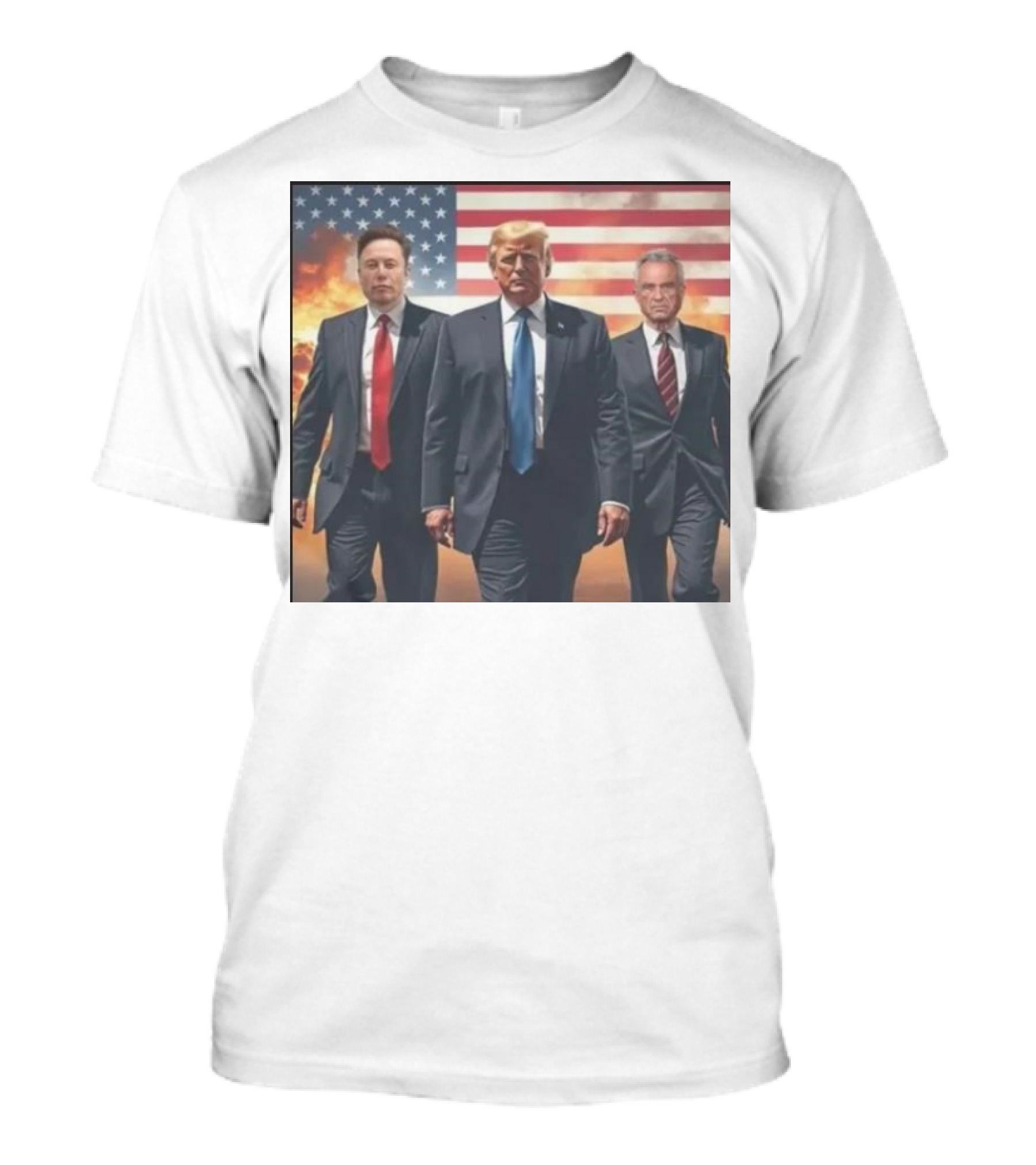 Trump Elon RFK 2024 American Flag With Dramatic Background T-Shirt