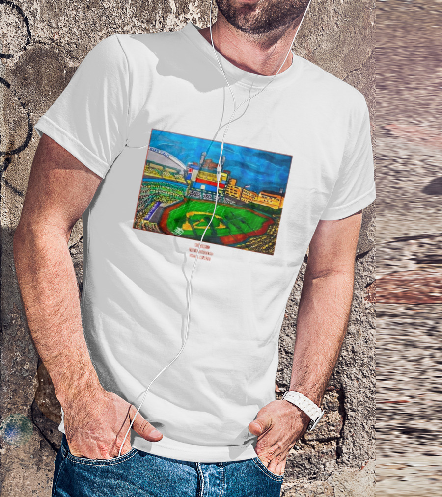 Welcome Comerica Park Stadium 2100 Woodward Ave Detroit MI 48201 Vibrant Baseball Stadium Art Detroit Michigan T-Shirt