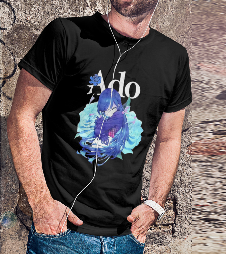 Ado Roses Pose Blue Hair Art Japanese Singer Anime T-Shirt