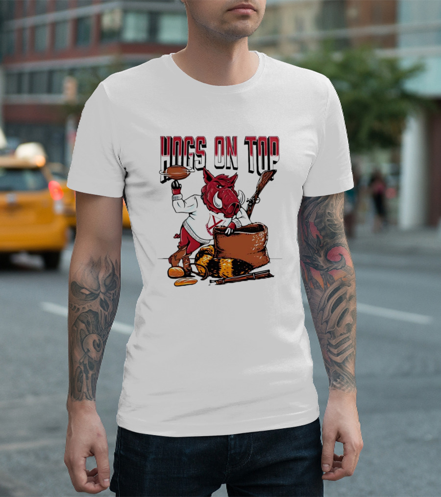 Hogs on Top Arkansas Razorbacks Football T-Shirt