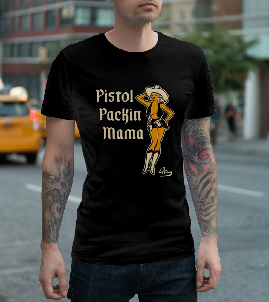 Elrayartist Pistol Packin’ Mama Vintage Cowgirl T-Shirt
