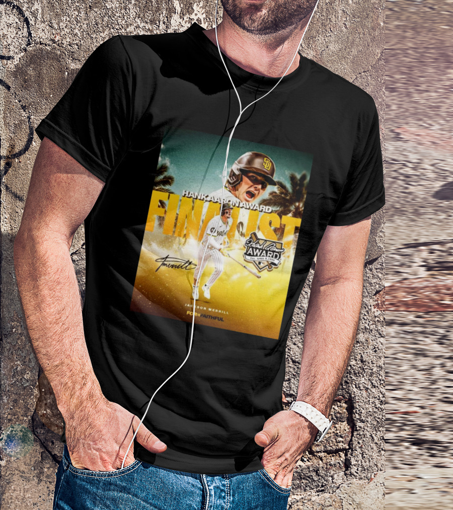 Jackson Merrill San Diego Padres Hank Aaron Award Finalist Signature For Faithful T-Shirt