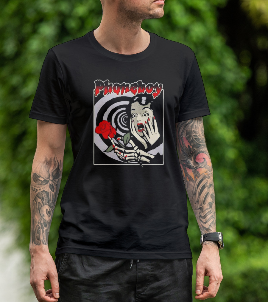 Phoneboy Skeleton Horror Rose Spiral Scream T-Shirt