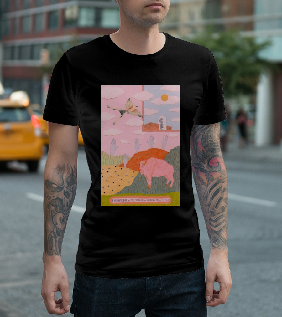 Khruangbin The Criterion Oklahoma City Oct 7 2024 Pink Bison and Bird T-Shirt