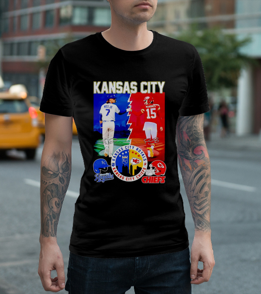 Kansas City Royals Witt Jr Chiefs Mahomes Signatures T-Shirt