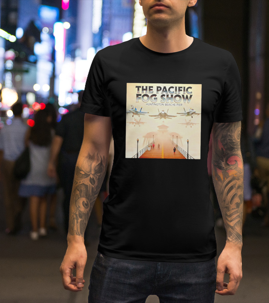 The Pacific Fog Show Jets Over Huntington Beache Pier T-Shirt
