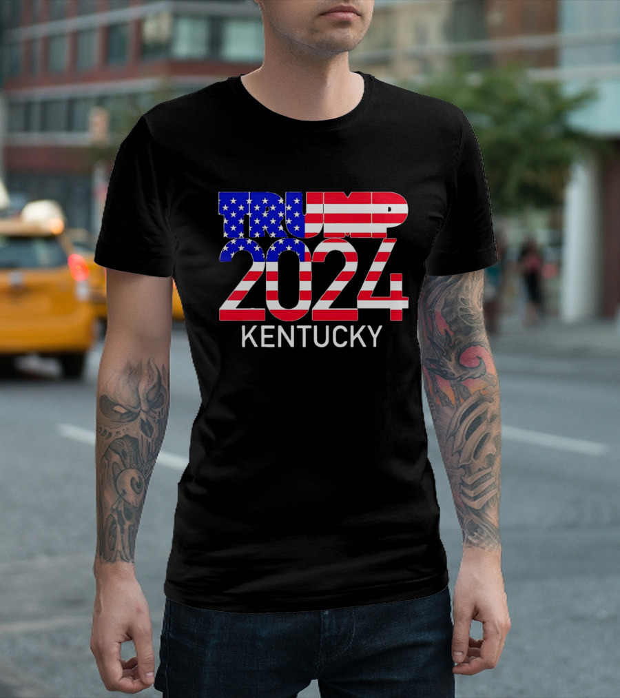 Trump 2024 Kentucky USA Flag T-Shirt
