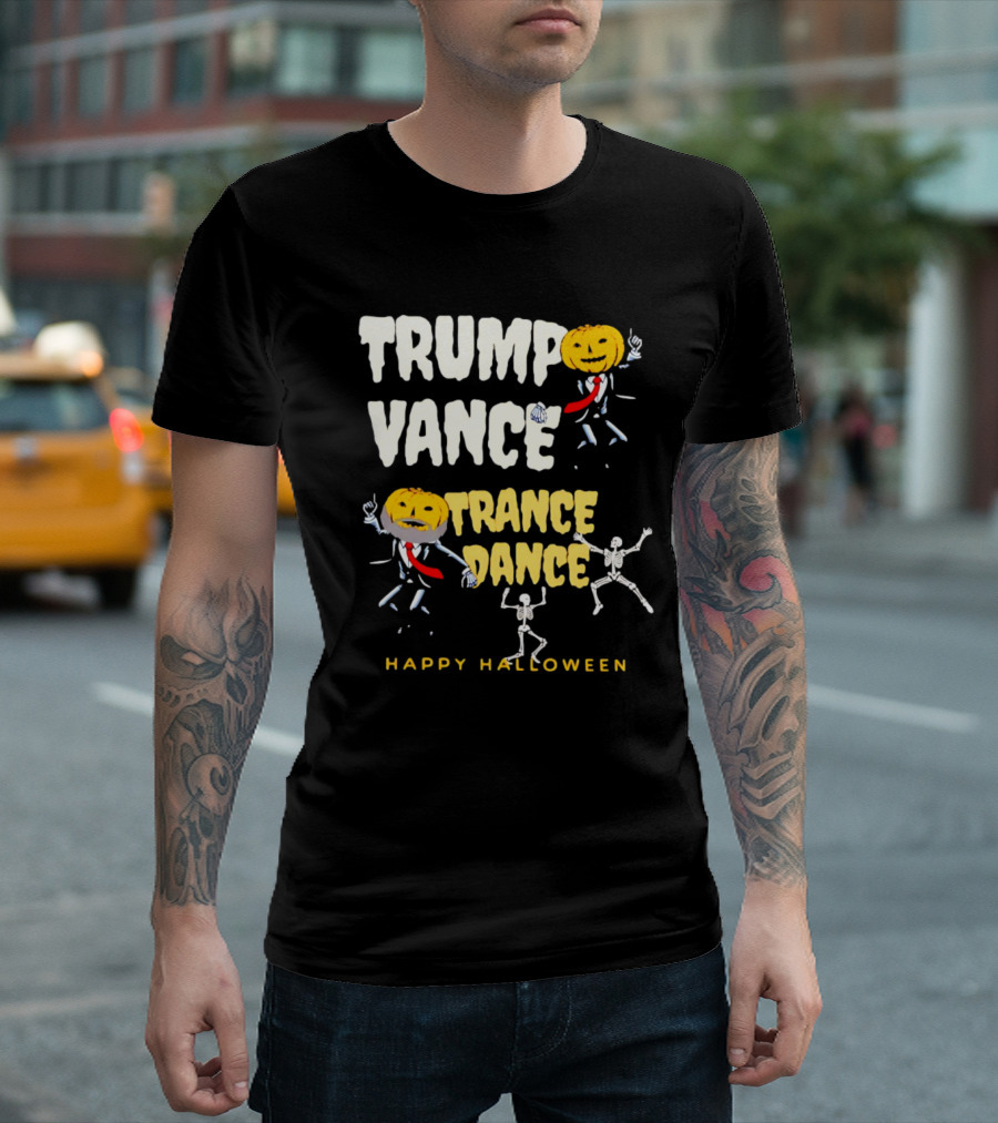 Trump Vance Trance Dance Skeletons Happy Halloween T-Shirt