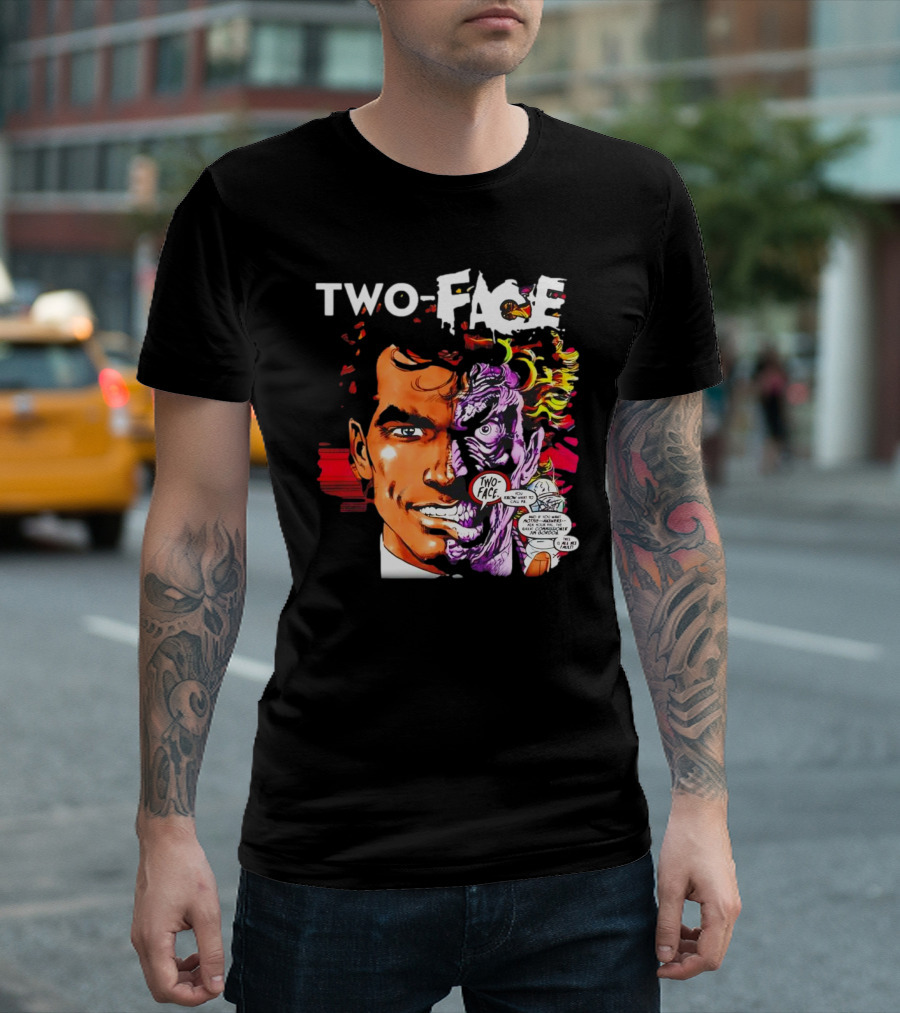 TWO-FACE DC Comics Character Split Face Villain Text Bubble T-Shirt