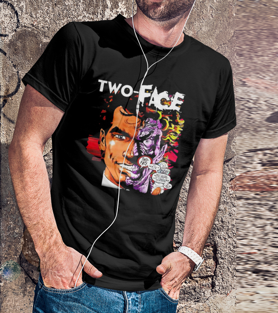 TWO-FACE DC Comics Character Split Face Villain Text Bubble T-Shirt