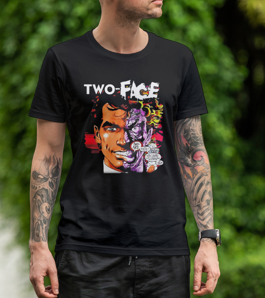TWO-FACE DC Comics Character Split Face Villain Text Bubble T-Shirt