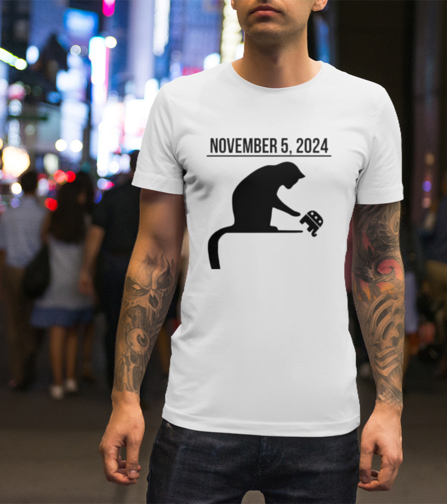 November 5 2024 Cat Knocking Elephant Republican T-Shirt