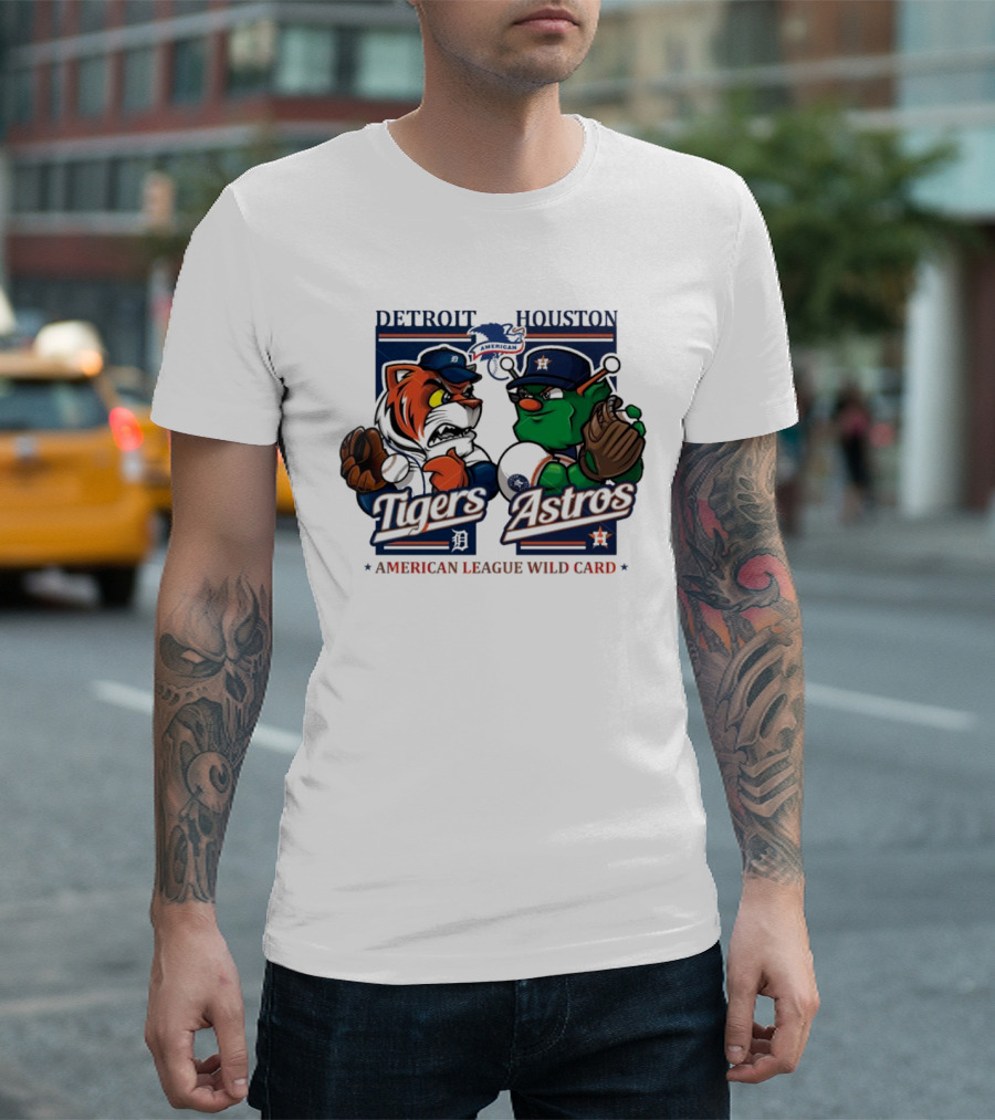 Detroit Tigers Vs Houston Astros American League Wild Card 2024 Mascots T-Shirt