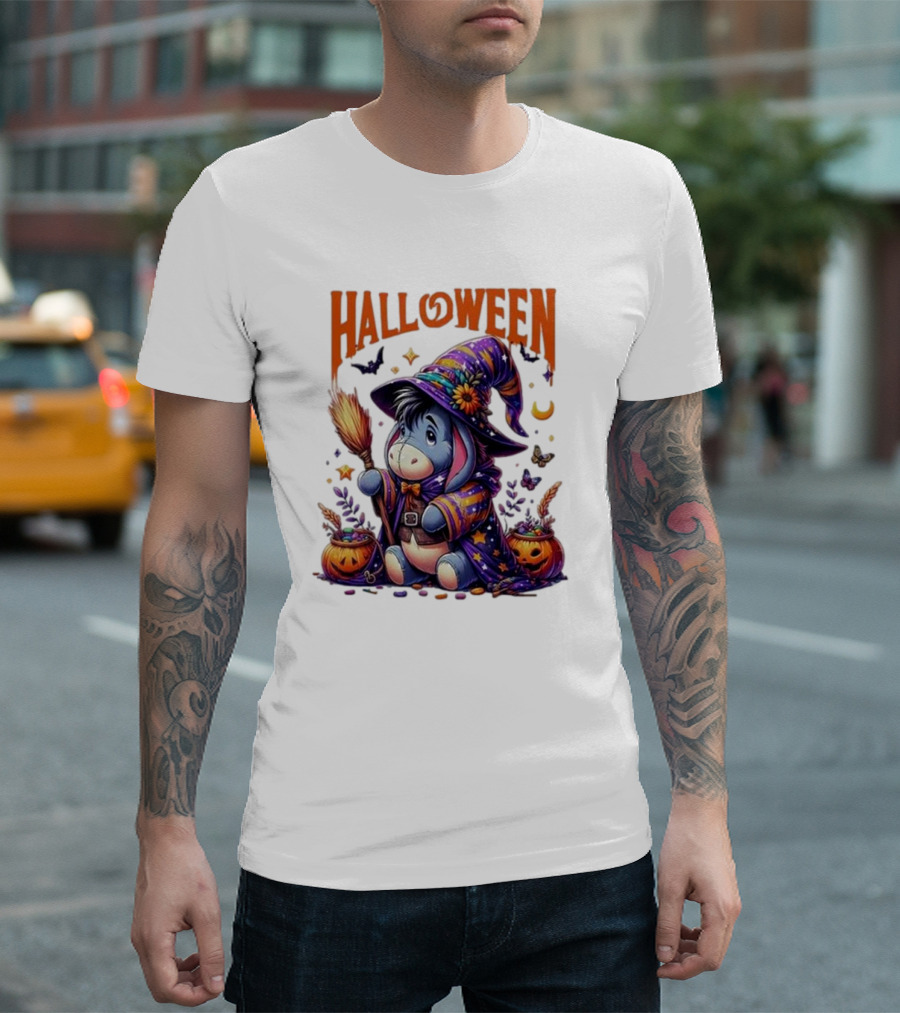 Halloween Eeyore Witch Winnie The Pooh Cartoon T-Shirt