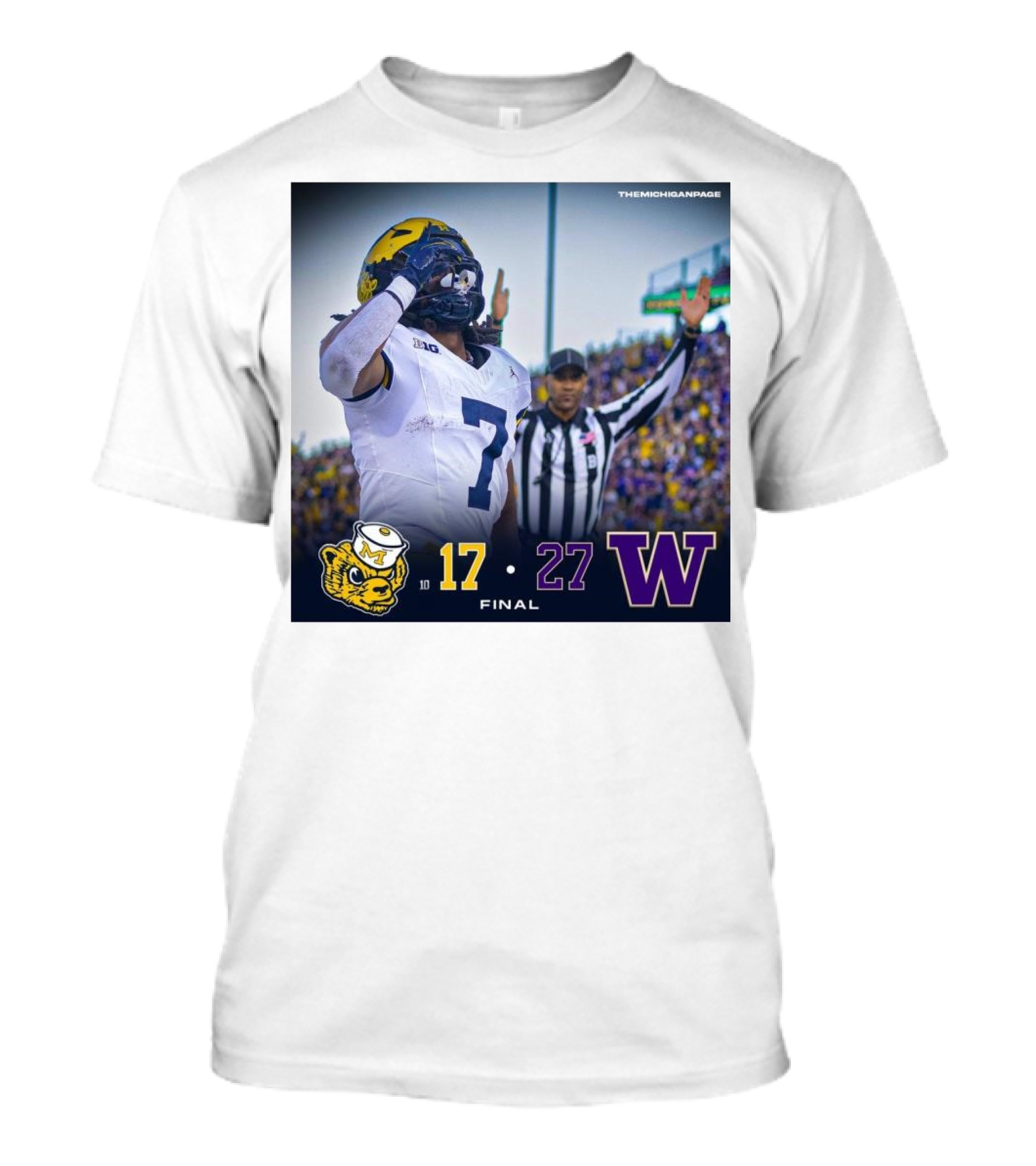 Final Score: Michigan Wolverines 17 Vs Washington Huskies 27 Football Game T-Shirt