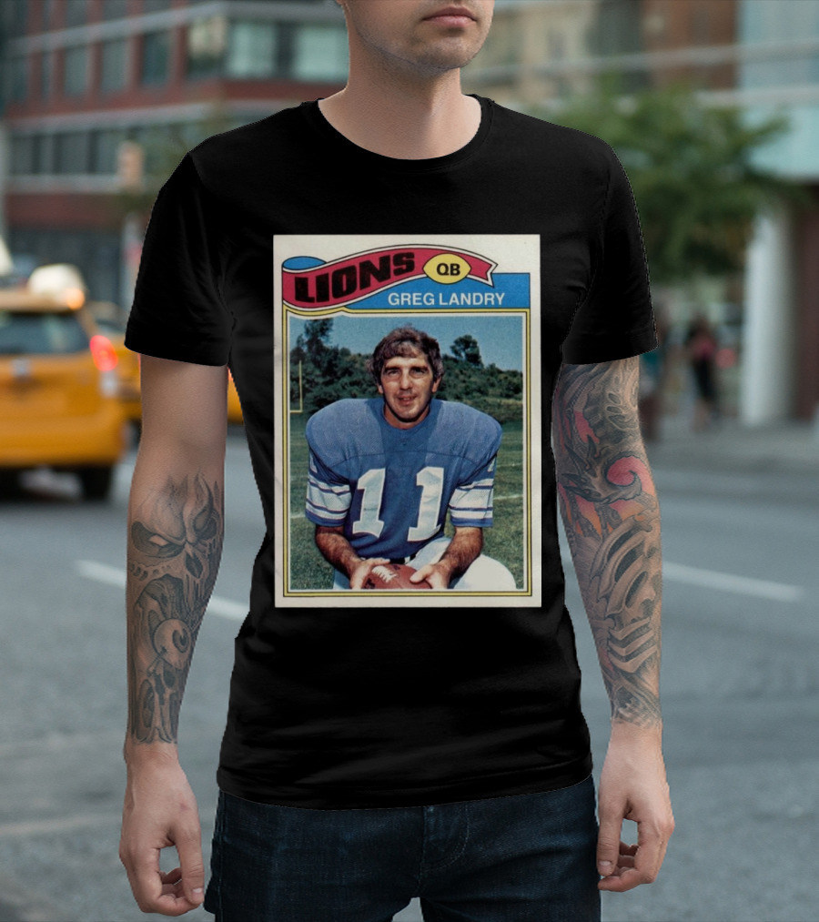 Lions QB Greg Landry 11 Football Card T-Shirt