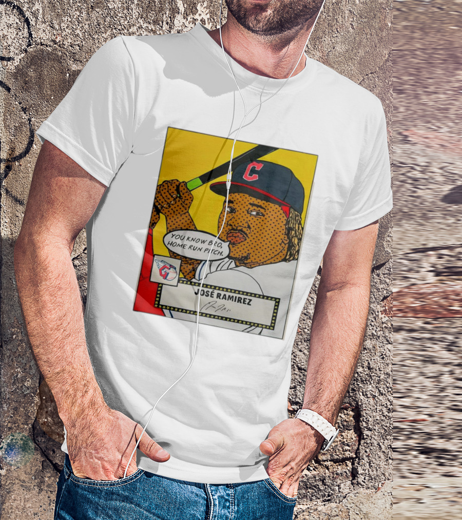 José Ramirez Cleveland Guardians Pop Art You Know Bro Home Run Pitch Signature T-Shirt