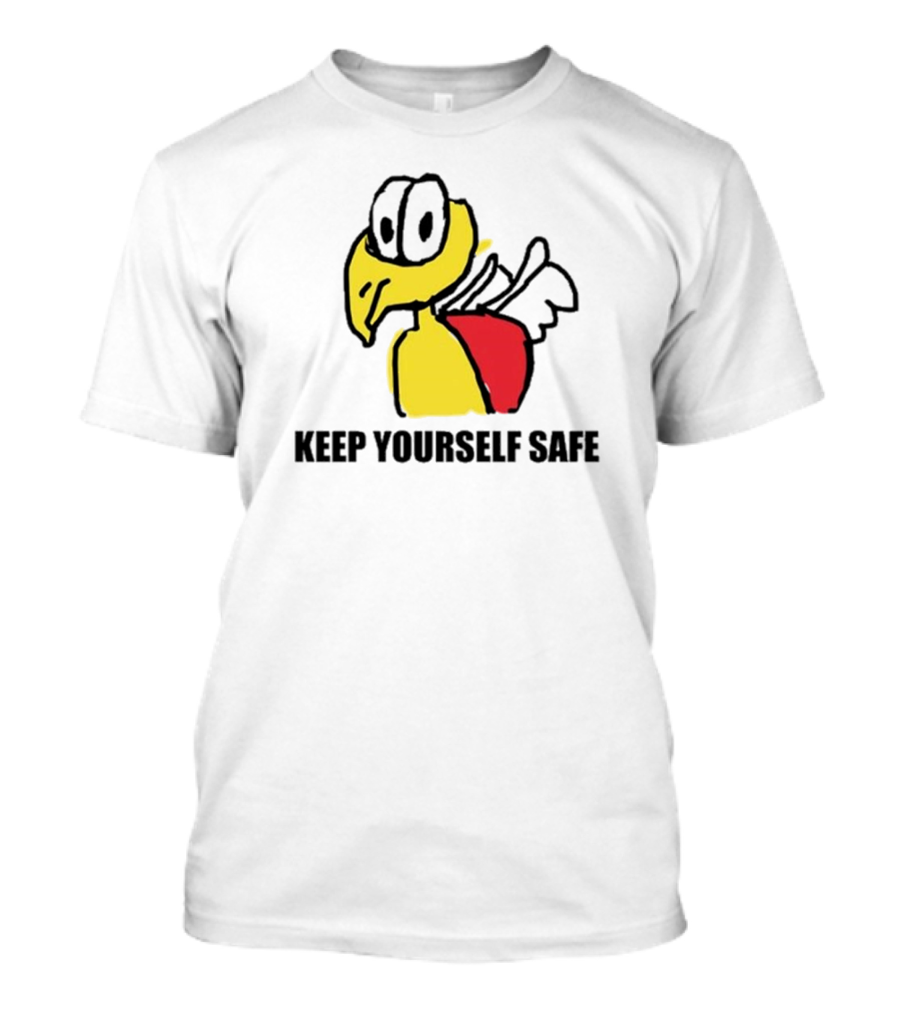 KEEP YOURSELF SAFE Yellow Bird Drawing T-Shirt
