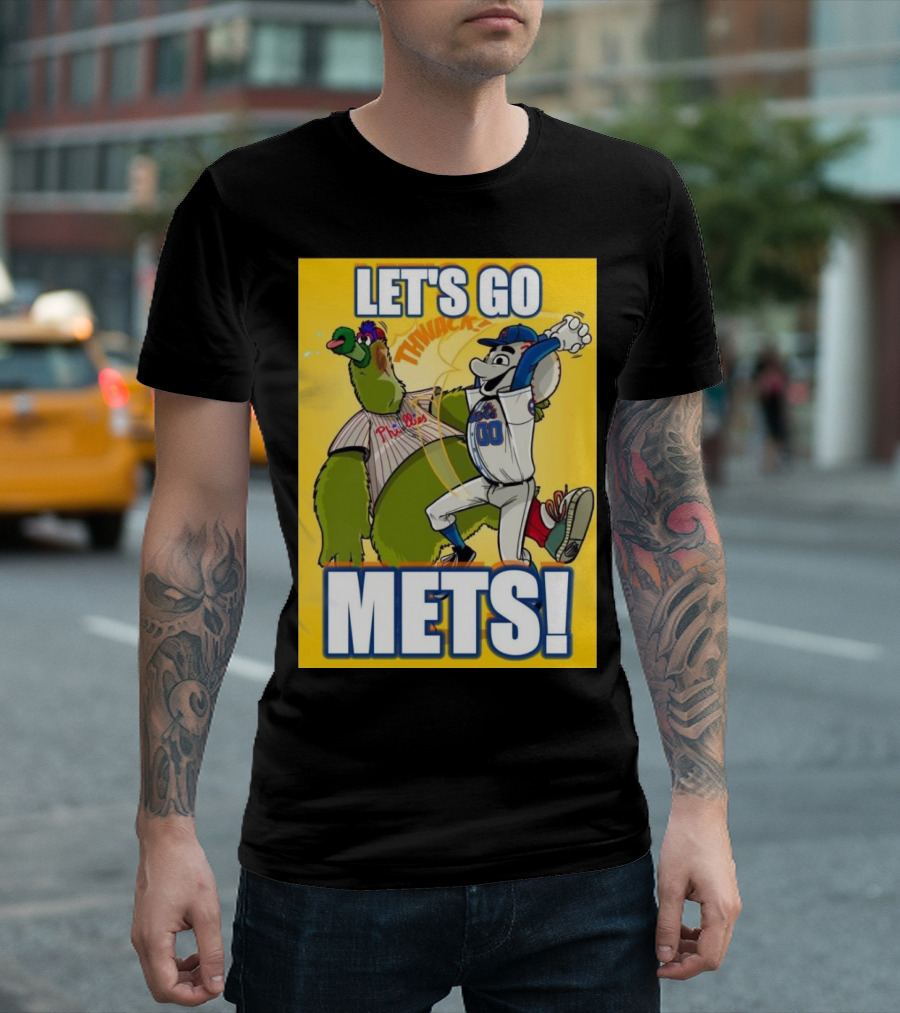LET'S GO METS NEW YORK METS VS PHILADELPHIA PHILLIES MLB 2024 MASCOTS THWACK METS T-Shirt