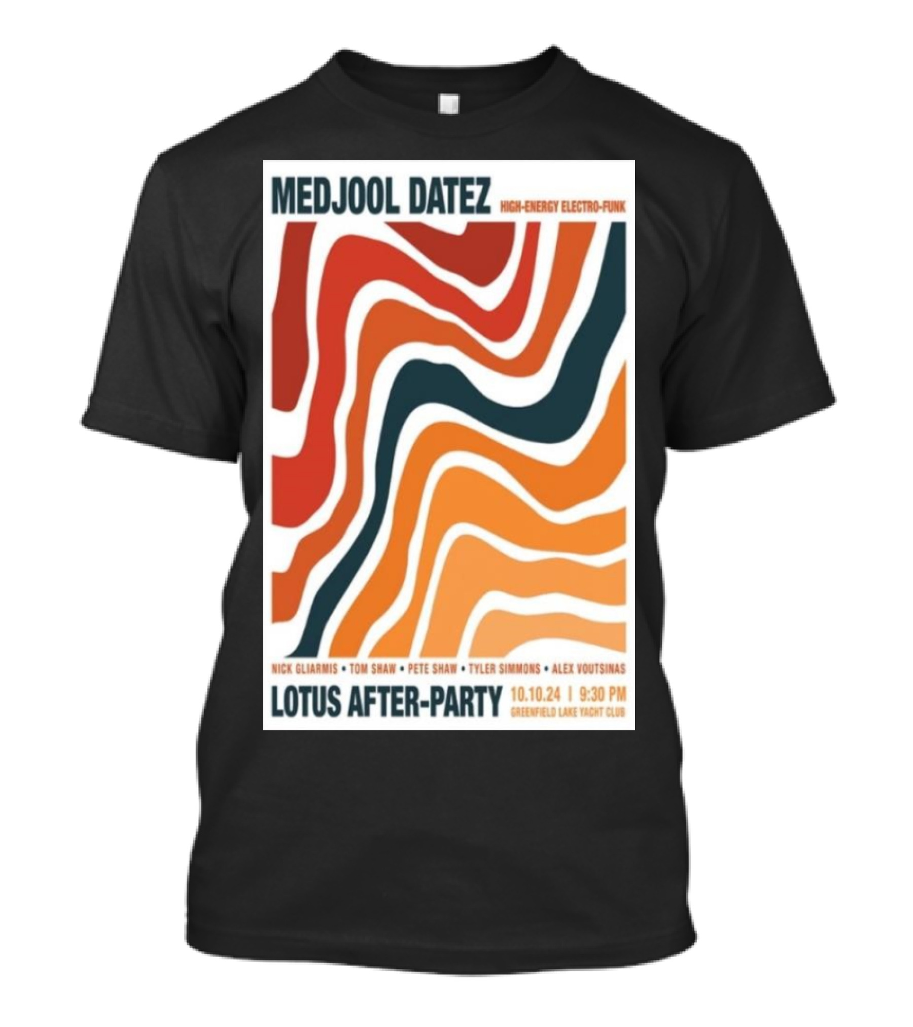Medjool Datez High-Energy Electro-Funk Lotus After-Party October 10 2024 Wilmington NC Greenfield Lake Yacht Club T-Shirt