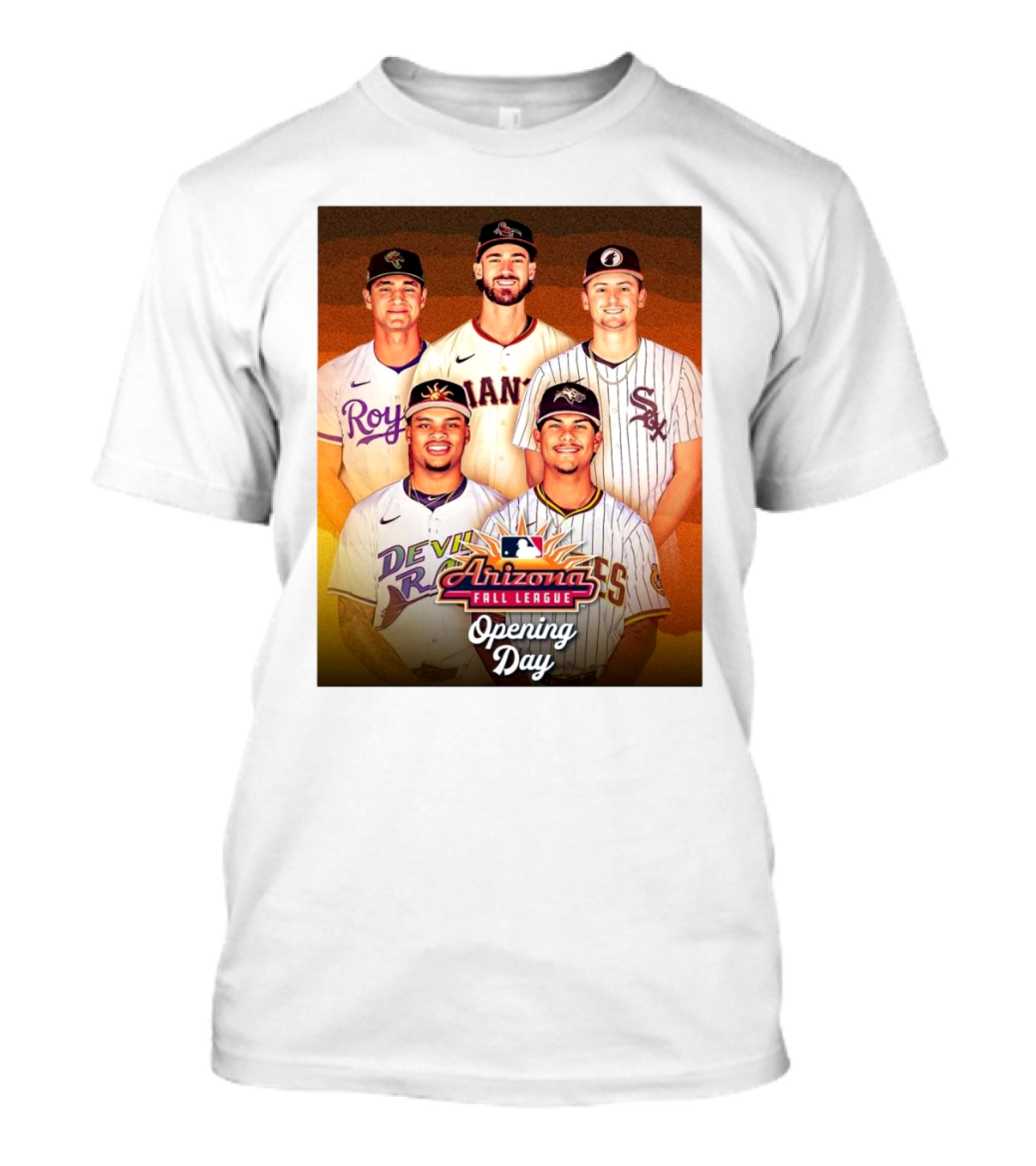 MLB Arizona Fall League Opening Day 2024 Players From Royals Giants Sox Devils Solar Sox T-Shirt
