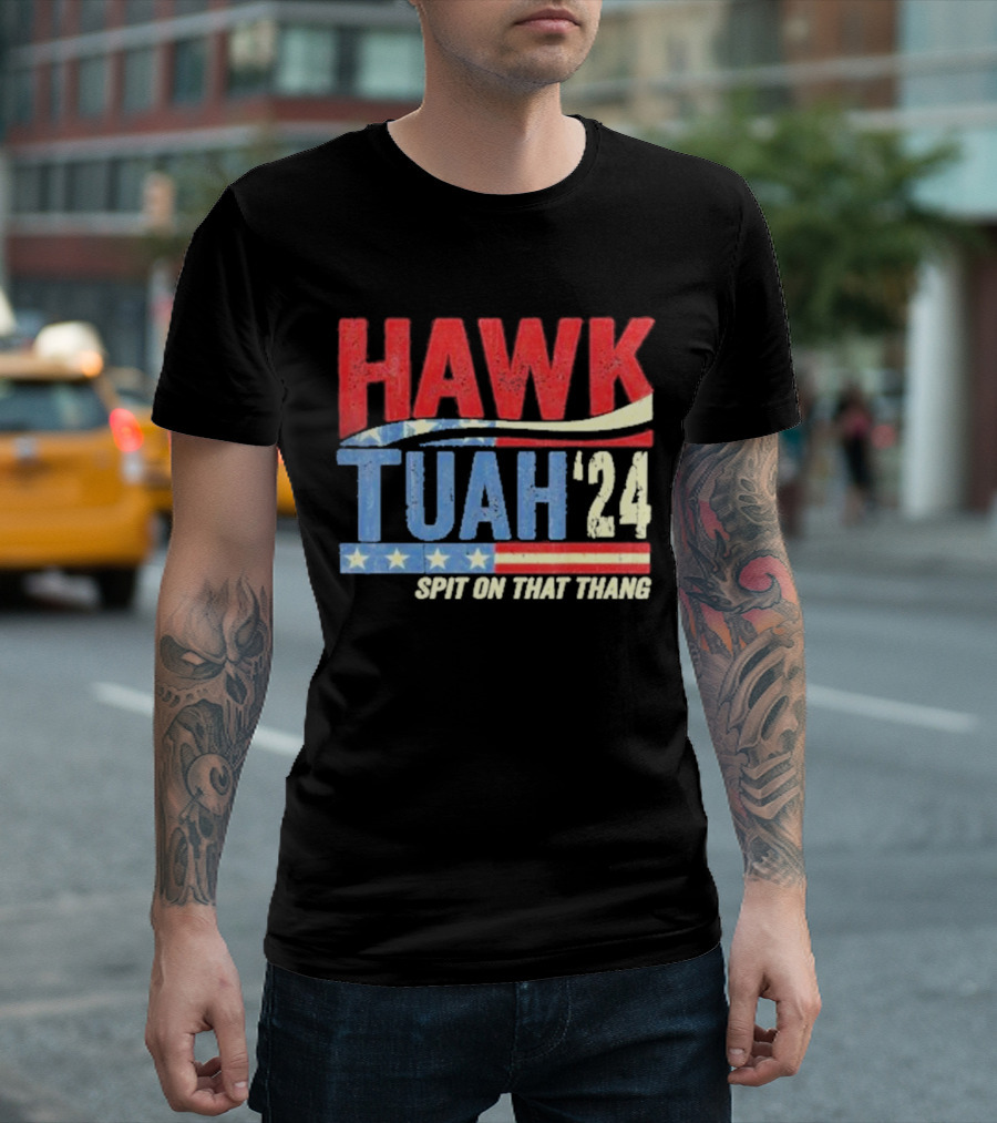 Hawk Tuah '24 Spit On That Thang 2024 American Flag T-Shirt
