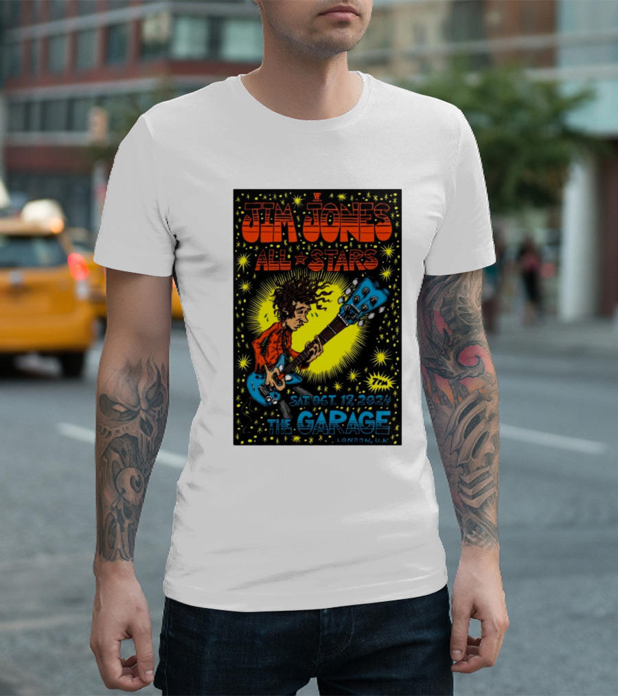 Jim Jones All Stars Live At The Garage London UK Oct 19 2024 Concert Poster With Guitarist T-Shirt