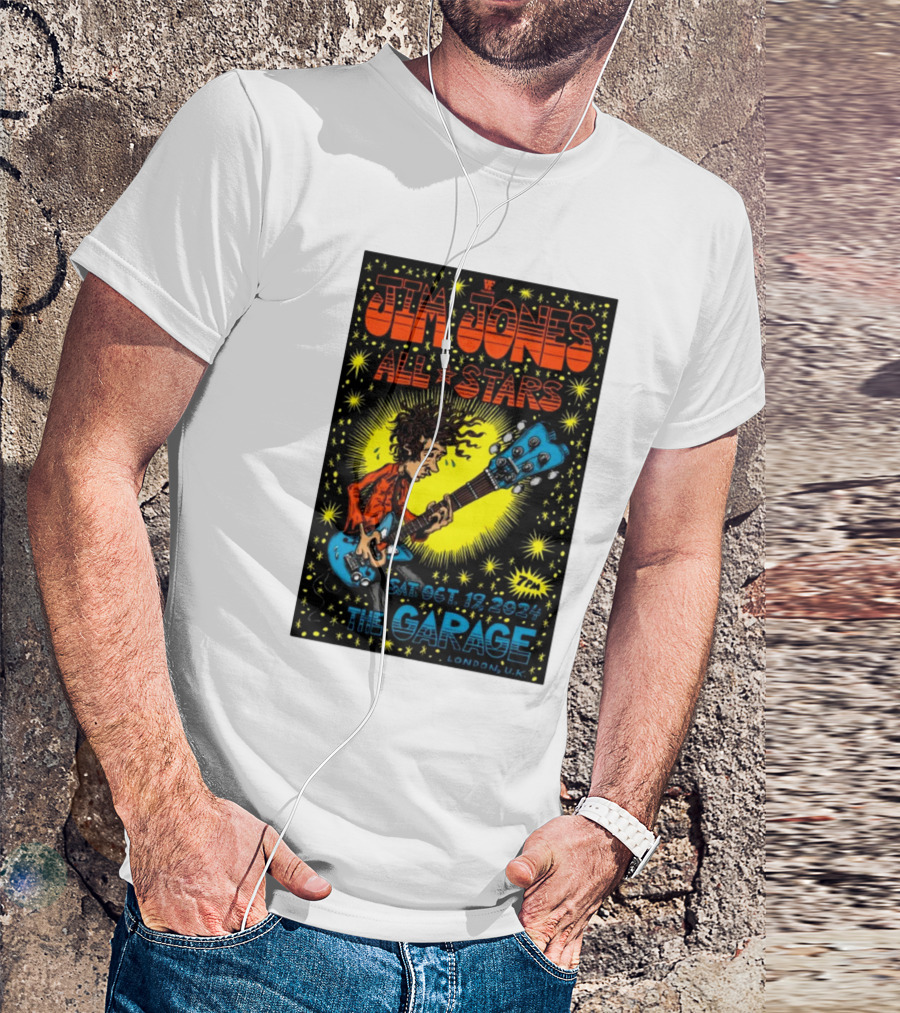 Jim Jones All Stars Live At The Garage London UK Oct 19 2024 Concert Poster With Guitarist T-Shirt