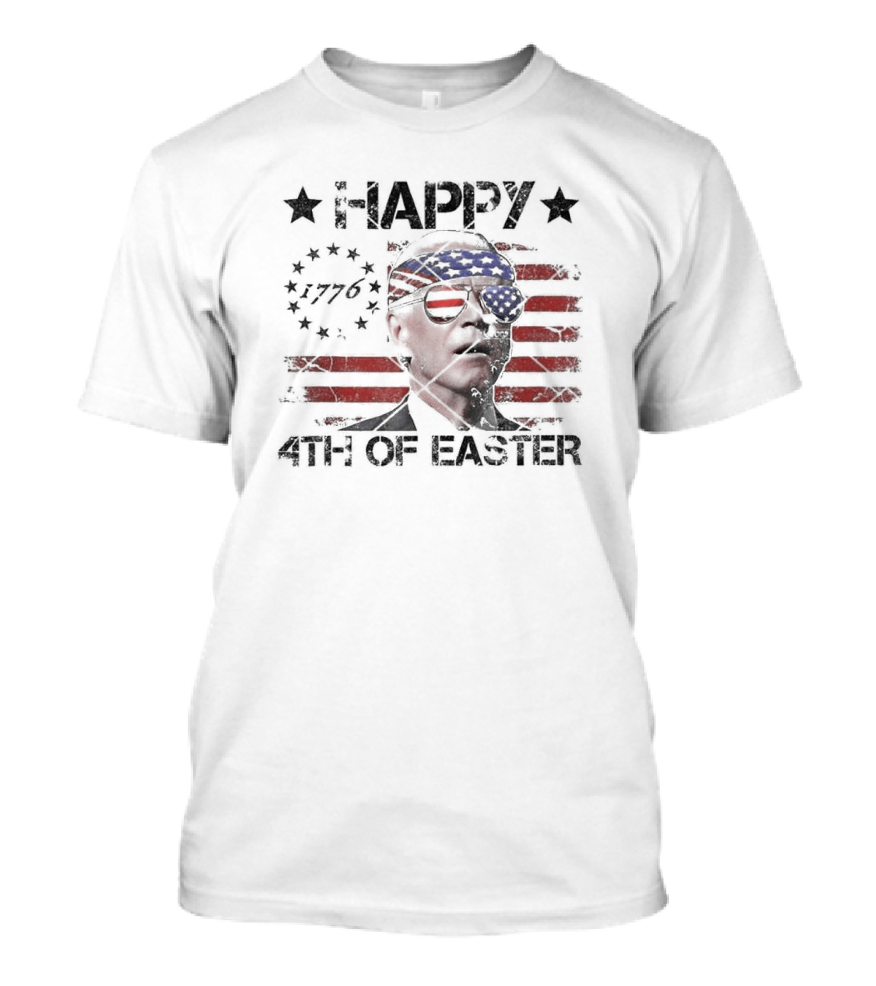 Happy 4th Of Easter 1776 Stars And Stripes USA Flag Retro Glasses T-Shirt